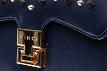 Load image into Gallery viewer, The Infanta Navy Blue Spike Leather Handbag