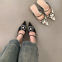 Load image into Gallery viewer, Chanel-Style Pointed Toe High Heel Mules for Women - Elegant French Office Heels