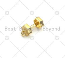 Load image into Gallery viewer, Gold/ Silver Dumbbell Shape Pendant/Charm, 18K Gold Filled Dumbbell Charm, Necklace Bracelet Charm Pendant, 9x18mm,Sku#L580