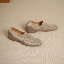 Load image into Gallery viewer, Women's Square Toe Hollowed-out Inner Wedge Heel Shoes | Sheepskin Slip-On Retro Comfort Flats | Sarah Express