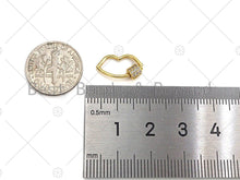Load image into Gallery viewer, Small Clear CZ Micro pave Lip Shape Clasp, 18k Gold CZ Pave Clasp, Lip Carabiner Clasp, lip Connector, Lip Charm,9x15mm, sku#LK10
