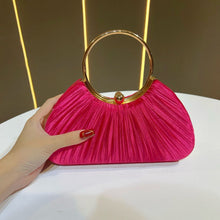 Load image into Gallery viewer, Elegant Satin Pleated Evening Clutch Bag - Cheongsam Style Formal Handbag with Hasp Lock