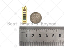 Load image into Gallery viewer, Colorful CZ Micro Pave Long Bar Rectangle Shape Pendant, Cubic Zirconia Rectangle Pendant, Gold Tone pendant, 7x25mm, sku#LK178