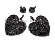 Load image into Gallery viewer, Black CZ Pave On Black Micro Pave Heart Charm, 30mm/10mm, Sku#F366