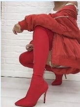 Load image into Gallery viewer, Women's Over-the-Knee Stretch Boots | Slip-On PU Leather High Boots with Patchwork Stitching