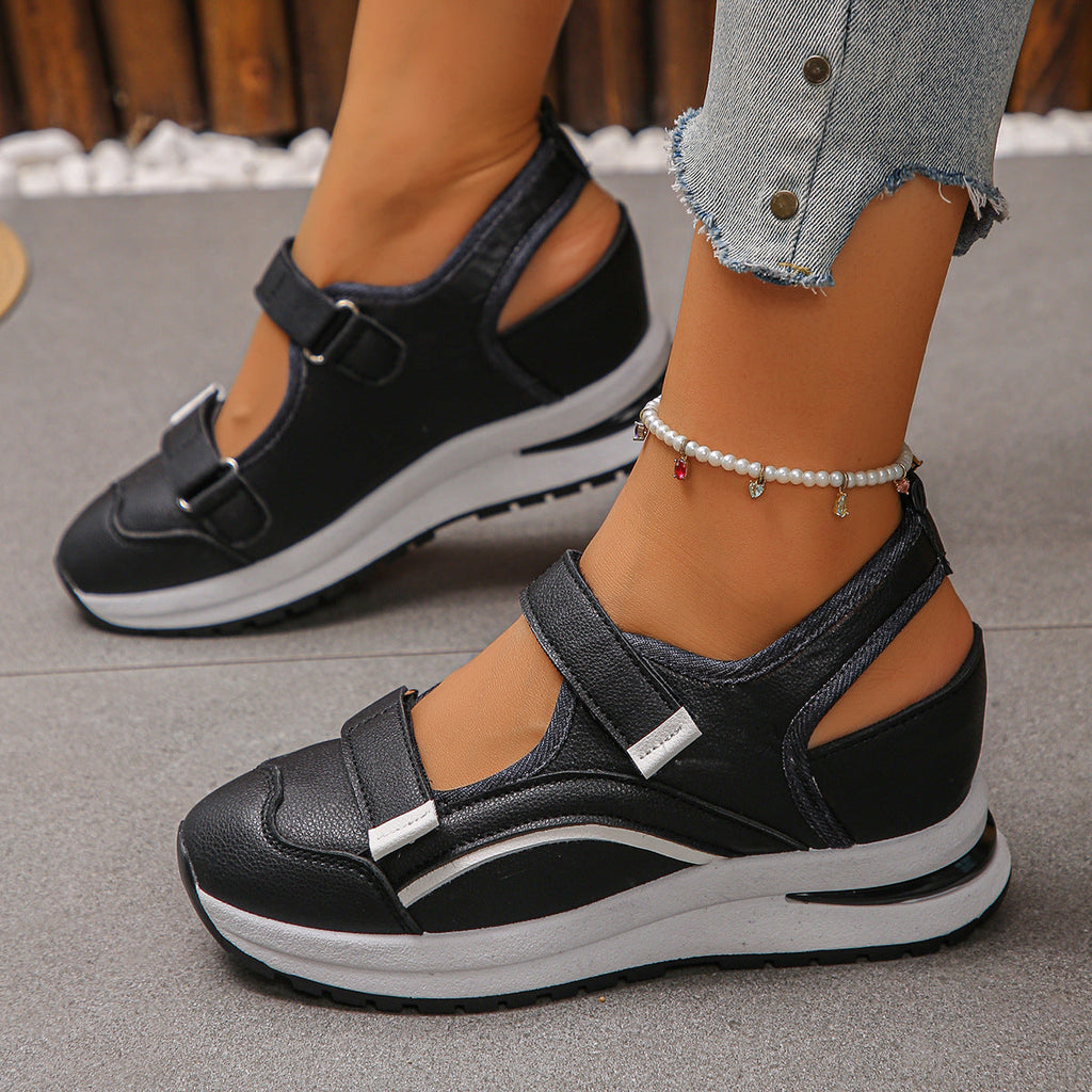 Women's Plus Size Color-Block Wedge Casual Shoes | Round Toe Breathable Mesh Flats