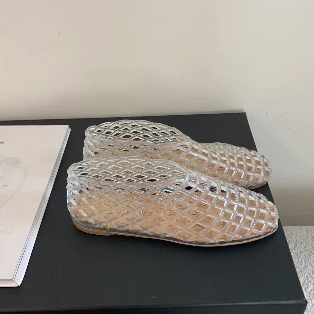 Women's Korean-Style Hollow-Out Round-Toe Flats | Breathable Candy-Color Slip-On Shoes