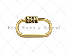 Load image into Gallery viewer, 18K Gold Love Word On Oval Shape Screw Clasp, Oval Connector, Gold Carabiner Clasp, 17x29mm, Sku#K173
