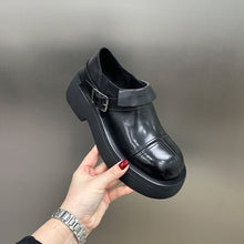 Load image into Gallery viewer, Women's British-Style Chunky Heel Pumps - Round Toe Buckle Closure Casual Shoes