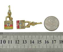 Load image into Gallery viewer, CZ Enamel Lock with Key Charm, Sku#LD282