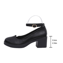 Load image into Gallery viewer, Women's Round Toe Chunky Heel Mary Jane Shoes – Buckle Detail, PU Leather, EU 36–42
