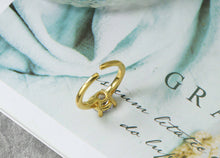 Load image into Gallery viewer, Gold Silver Round CZ  Adjustable Ring, Sku#B148