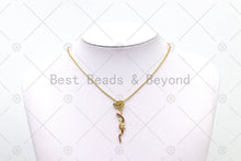 Load image into Gallery viewer, Fuchsia CZ Micro Pave Snake On Rose Flower Shape Pendant, 18K Gold Filled Snake Charm, Necklace Bracelet Charm Pendant,Sku#LK508