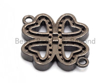 Load image into Gallery viewer, Black CZ Clover Connector charm, sku#A93