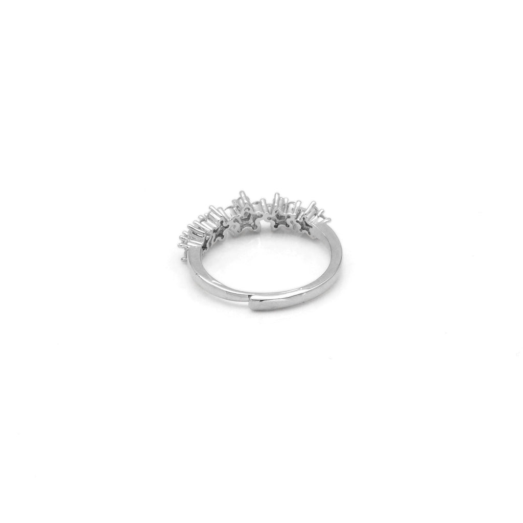 Gold Silver Flower CZ Adjustable Ring, Sku#B375
