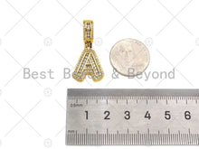 Load image into Gallery viewer, 18K Gold Baguette CZ Initial Letter Pendant, A -Z Alphabet Letter, Large Hole Personalized name Charm for Jewelry Making, 16x33mm,sku#LD76