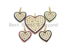 Load image into Gallery viewer, CZ Micro Pave Large Heart Pendant, Fuchsia Cz Pave Pendant, Fashion Jewelry Findings, Focal Charm, 21x21/33x35mm, sku#F688