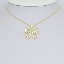 Load image into Gallery viewer, Baguette CZ Gold Bow  Shape Charm Pendant, Sku#LX747