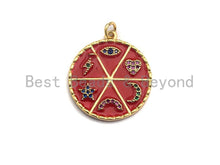 Load image into Gallery viewer, Pave CZ  Enamel Moon Star Heart Eye Rainbow Pendant, F935