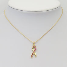 Load image into Gallery viewer, Fuchsia CZ Red Ribbon Charm, Sku#LX335