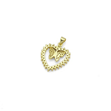 Load image into Gallery viewer, Gold CZ Butterfly On Heart Charm, Sku#LK880