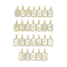 Load image into Gallery viewer, Gold Rectangle Initial Charm, Alphabet Name Letter Charm,sku#LX717