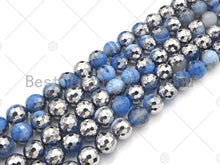 Load image into Gallery viewer, Natural Half Silver Plated Light Blue Agate Beads, 8mm/10mm/12mm Round Faceted Agate Beads, 15.5 Full Strand, sku# UA123