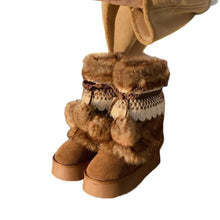 Load image into Gallery viewer, Women's Retro Chunky Ankle Boots – Fleece-Lined Suede Slip-On Winter Boots