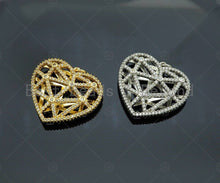 Load image into Gallery viewer, CZ Micro Pave 3D Heart Cage Shape Pendant/Charm, SKU#L492