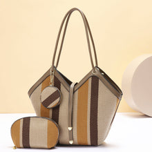 Load image into Gallery viewer, Women's PU Leather Tote Bag - High Capacity Shoulder Handbag with Color Block Design