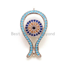 Load image into Gallery viewer, CZ Micro Pave Turquoise Evil Eye Pendant, Cubic Zirconia Pendant/Charm,15x31mm, sku#F27