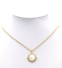 Load image into Gallery viewer, CZ Gold White Mop Pearl Mary Religious Charm, Sku#LX137