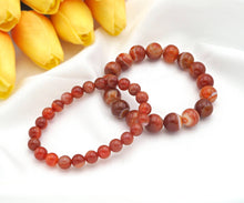 Load image into Gallery viewer, Natural Orange Red Banded Agate Stretch Bracelet, EF14