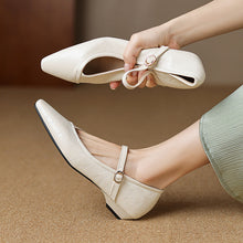 Load image into Gallery viewer, Women's Pointed Toe Low Heel Dress Shoes with Floral Detail - Elegant Buckle Closure Pumps