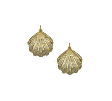 Load image into Gallery viewer, CZ Pave Gold Sea Shell Shape Charm, Sku#LX119