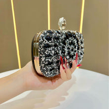 Load image into Gallery viewer, Women's Diamond Embellished Crossbody Clutch Bag | Chain Shoulder Bag