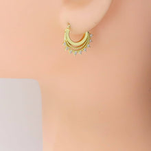 Load image into Gallery viewer, Gold Silver Triangle CZ Half Circle Spike Earrings, Sku#A306