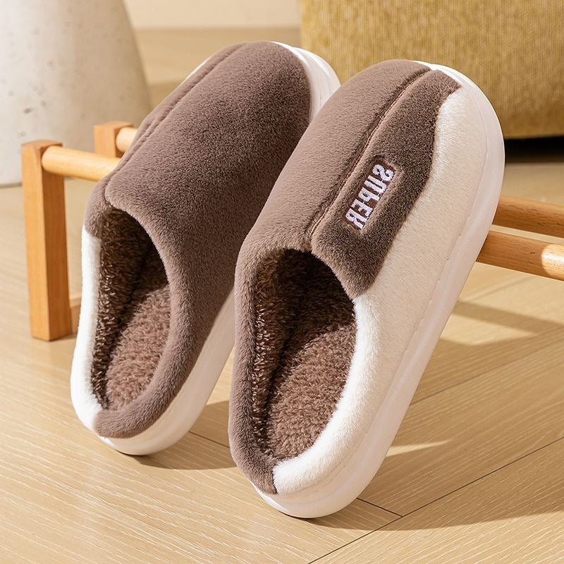 Thick-Sole Plush Slippers | Fleece-Lined Non-Slip Indoor Slippers for Men & Women