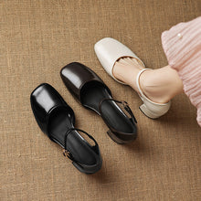 Load image into Gallery viewer, Women's Cutout Mary Jane Block Heel Sandals | Full-Grain Cowhide Square Toe Heels