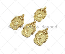 Load image into Gallery viewer, 18K Gold Sun Face Cresent Moon Medallion Pendant/Charm,Two Sided Rotating Charm, 22x36mm,Sku#LK249