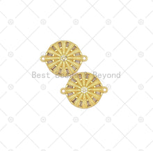 Load image into Gallery viewer, Big CZ Micropave Flower On Round Coin Connector, 18K Gold Filled Disct Connector, Necklace Bracelet Connector, 23x17mm, Sku#JL58