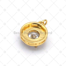Load image into Gallery viewer, Big Clear CZ Micro Pave on Enamel Colorful Round Coin Shape Pendant,Sku#F1443C