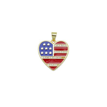 Load image into Gallery viewer, American Flag Color Enamel Gold Heart  Pendant, Sku#LK973