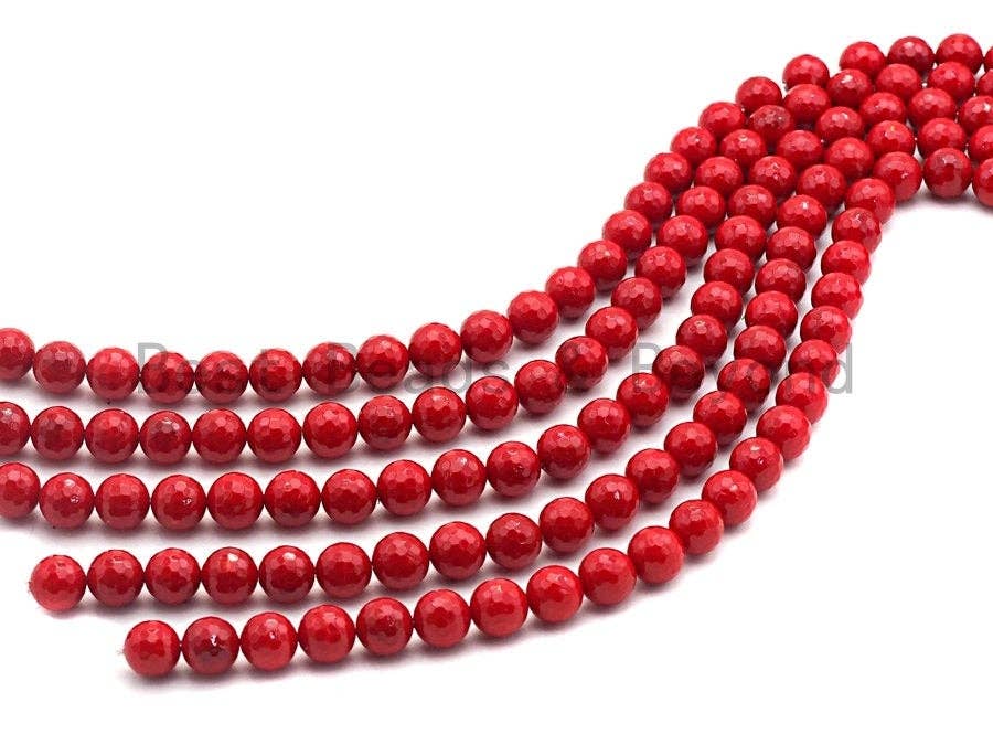 Quality Red Mother of Pearl beads, faceted Red Mop beads, SKU#T115