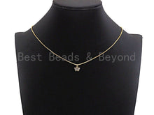 Load image into Gallery viewer, CZ Micro Pave Crown Pendant with Baguette cz ,Gold/Silver/Black/Rose Gold,Cubic Zirconia Jewelry Findings,8x8mm,sku#F917