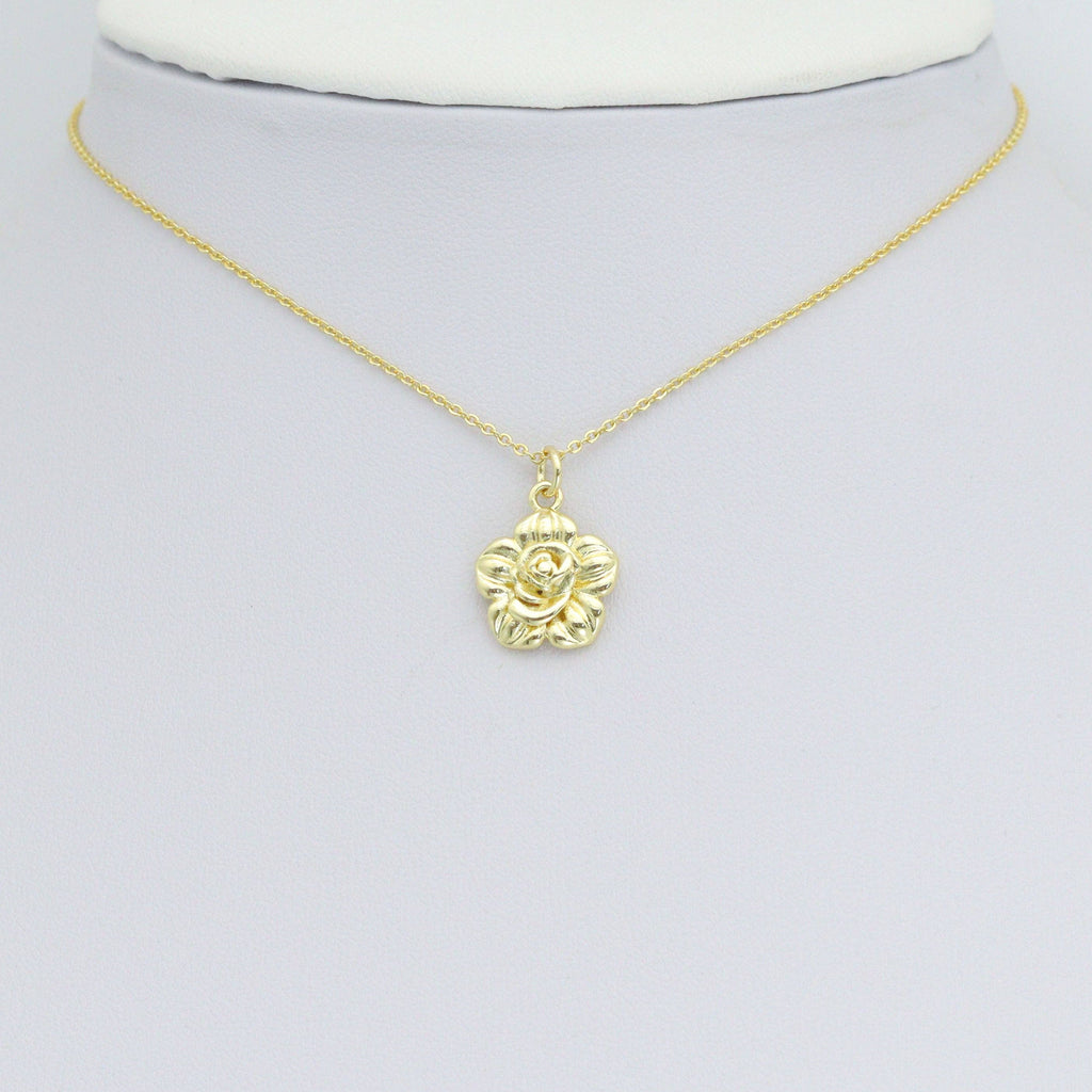 Gold 3D Flower Charm Pendant, Sku#LK1187