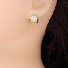 Load image into Gallery viewer, Clear CZ Silver Gold Thick Huggie Hoop Earrings, Sku#A479