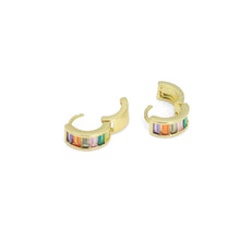 Load image into Gallery viewer, Cute Colorful Baguette CZ Small Hoop Earrings, Sku#LX451c