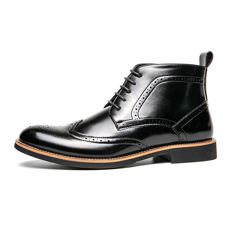 Premium Brown Winter Boots for Men - Waterproof Rubber Sole High-Top Boots