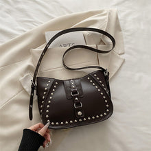 Load image into Gallery viewer, Studded Underarm Crossbody Bag – Minimalist PU Leather Shoulder Bag for Women